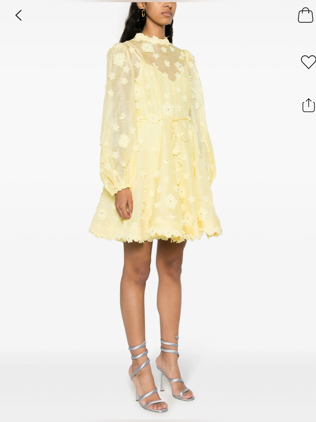Zimmermann Pale Yellow Floral Appliqu Mini Dress